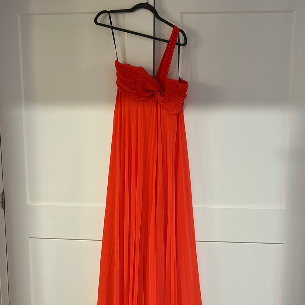 Guess by Marciano One-Shoulder Orange Evening Gown